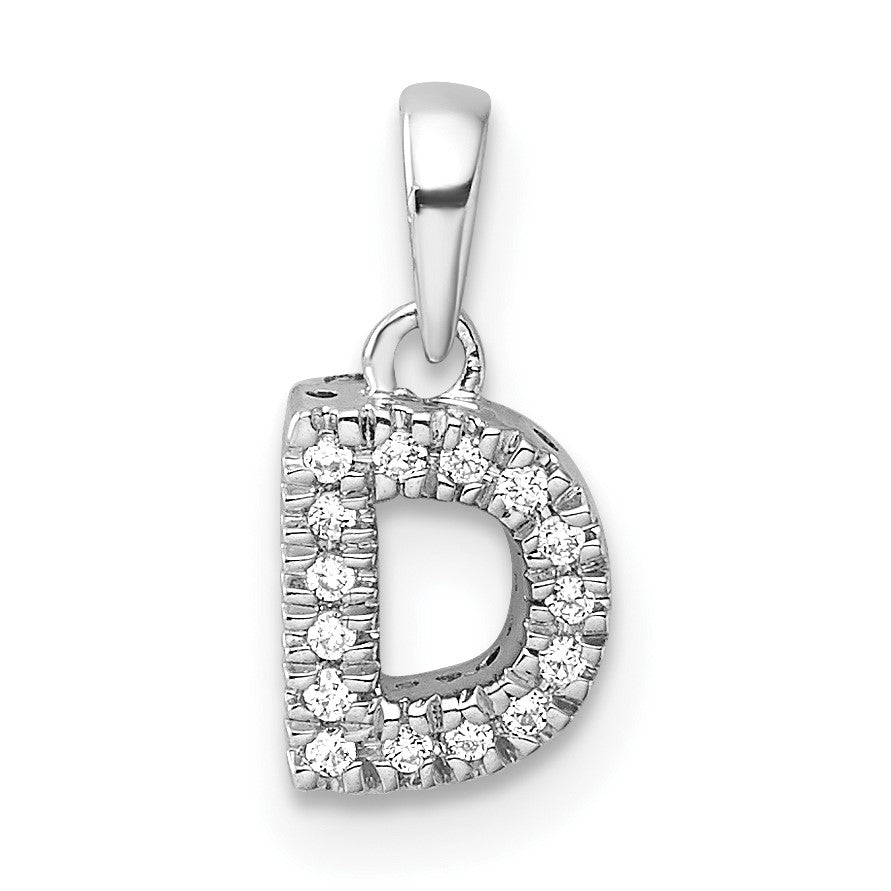 14K  White Gold Diamond Letter D Initial with Bail Pendant
