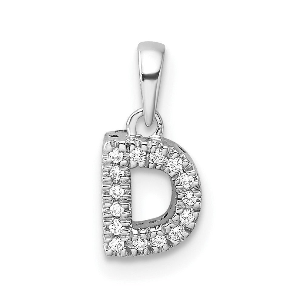 14K  White Gold Diamond Letter D Initial with Bail Pendant