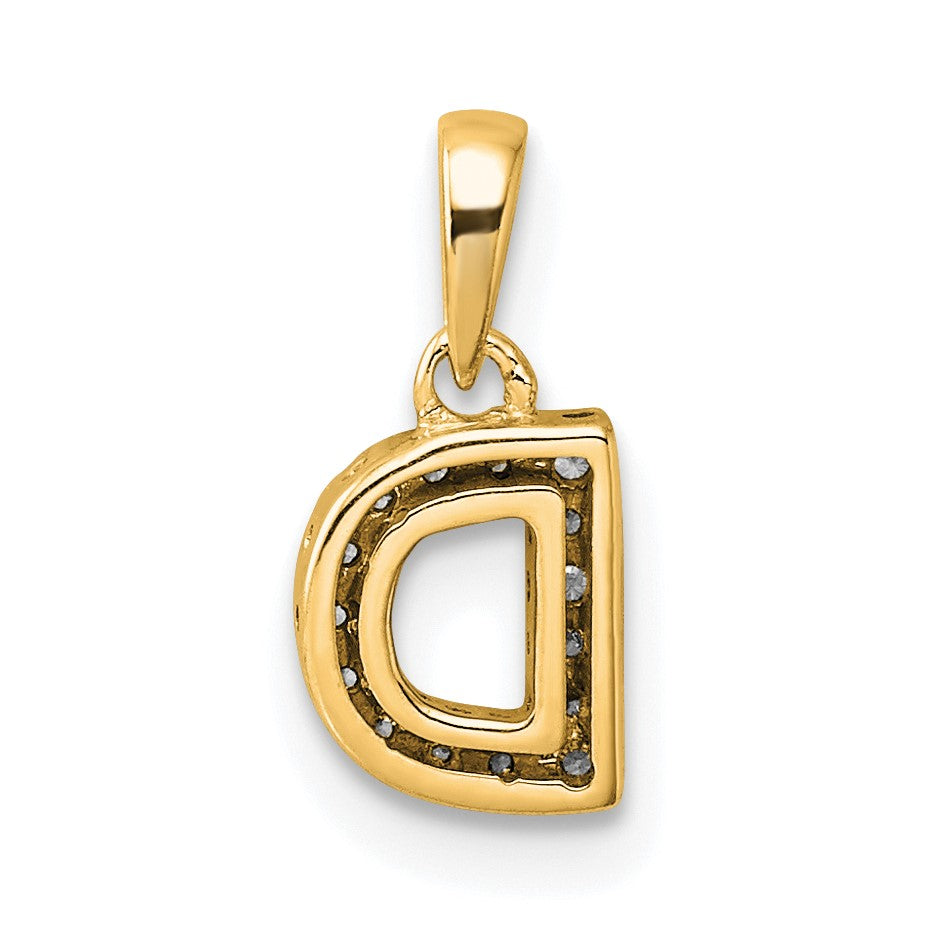 14K  Diamond Letter D Initial with Bail Pendant