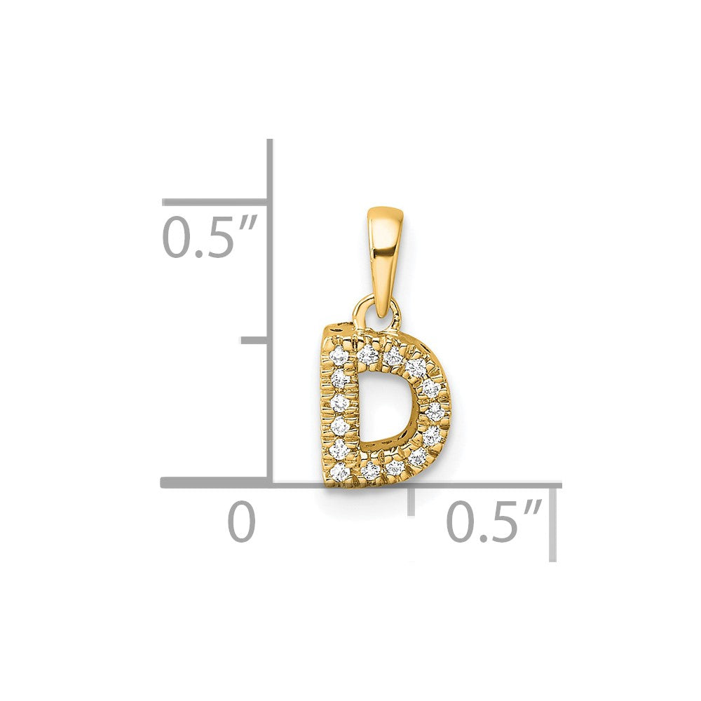 14K  Diamond Letter D Initial with Bail Pendant