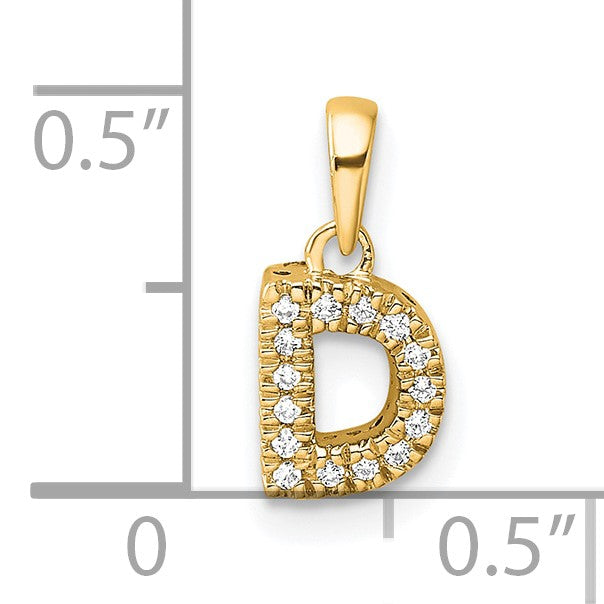 14K  Diamond Letter D Initial with Bail Pendant