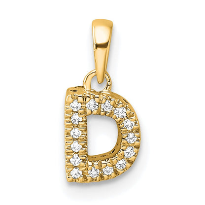 14K  Diamond Letter D Initial with Bail Pendant