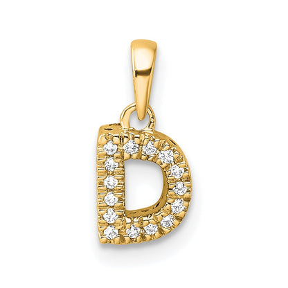 14K  Diamond Letter D Initial with Bail Pendant