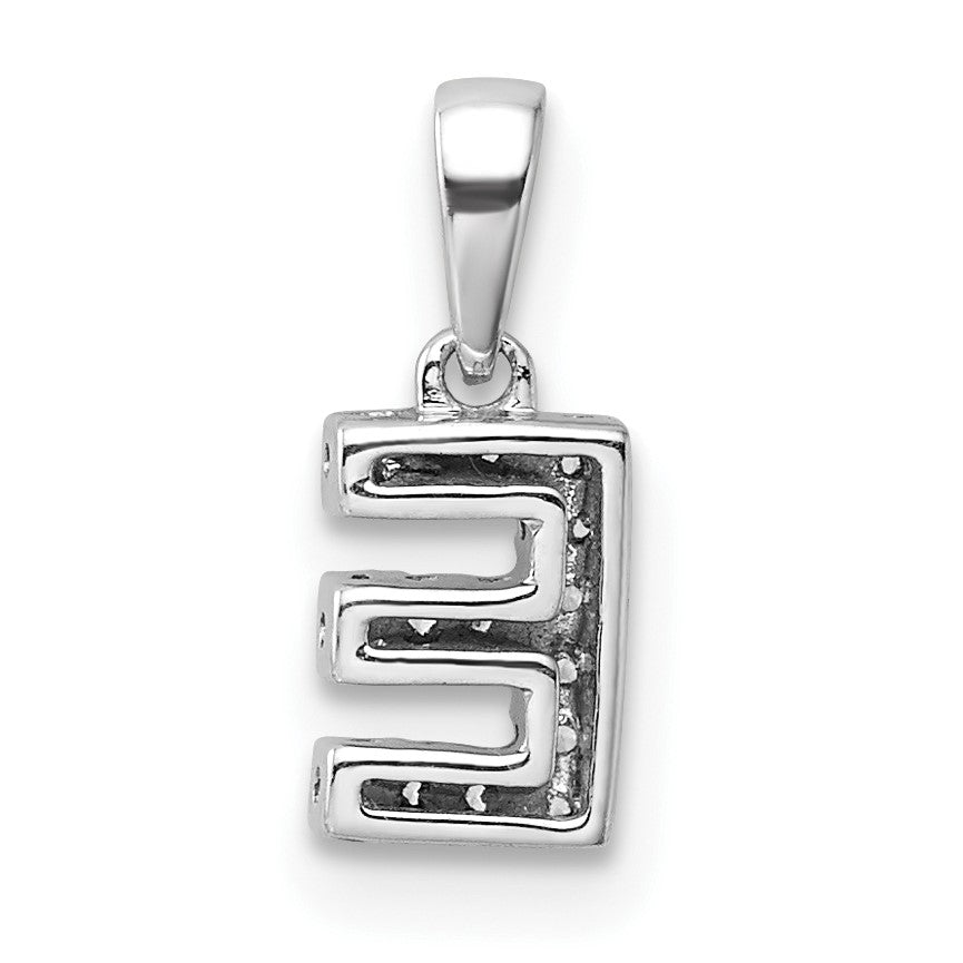 14K  White Gold Diamond Letter E Initial with Bail Pendant