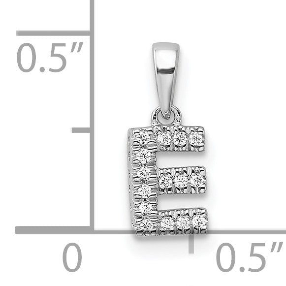 14K  White Gold Diamond Letter E Initial with Bail Pendant