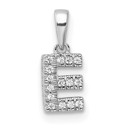 14K  White Gold Diamond Letter E Initial with Bail Pendant
