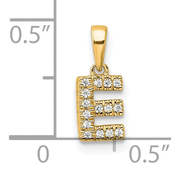 14K  Diamond Letter E Initial with Bail Pendant