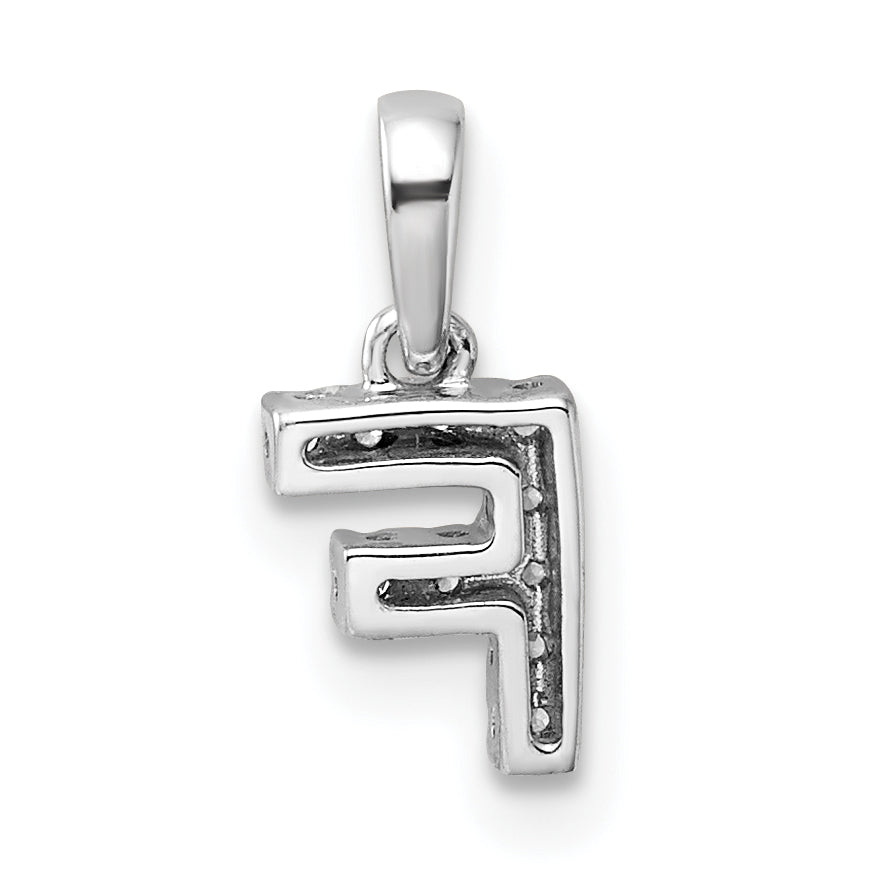 14K  White Gold Diamond Letter F Initial with Bail Pendant