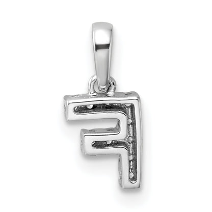 14K  White Gold Diamond Letter F Initial with Bail Pendant