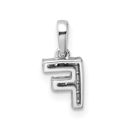 14K  White Gold Diamond Letter F Initial with Bail Pendant