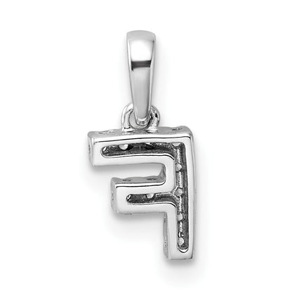 14K  White Gold Diamond Letter F Initial with Bail Pendant