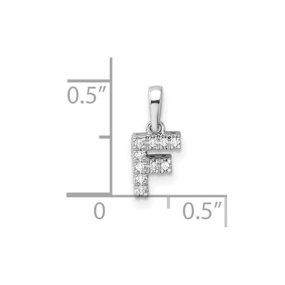 14K  White Gold Diamond Letter F Initial with Bail Pendant