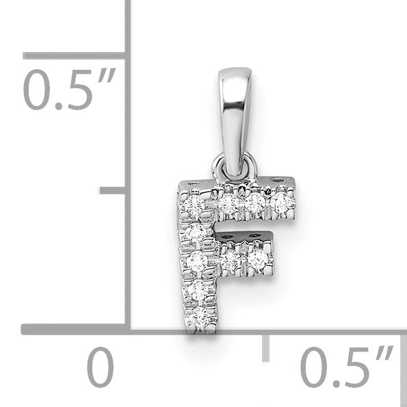 14K  White Gold Diamond Letter F Initial with Bail Pendant