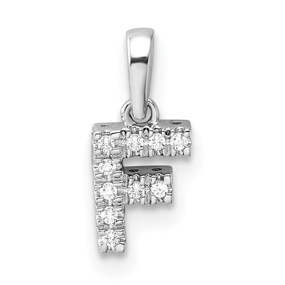 14K  White Gold Diamond Letter F Initial with Bail Pendant