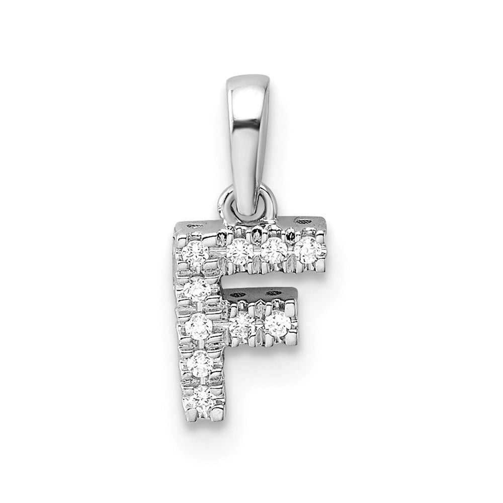 14K  White Gold Diamond Letter F Initial with Bail Pendant