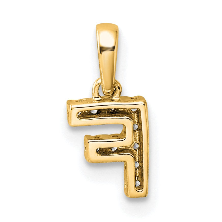 14K  Diamond Letter F Initial with Bail Pendant