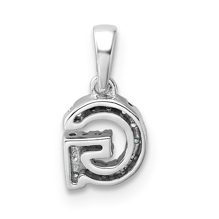 14K  White Gold Diamond Letter G Initial with Bail Pendant