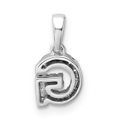 14K  White Gold Diamond Letter G Initial with Bail Pendant