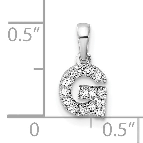 14K  White Gold Diamond Letter G Initial with Bail Pendant