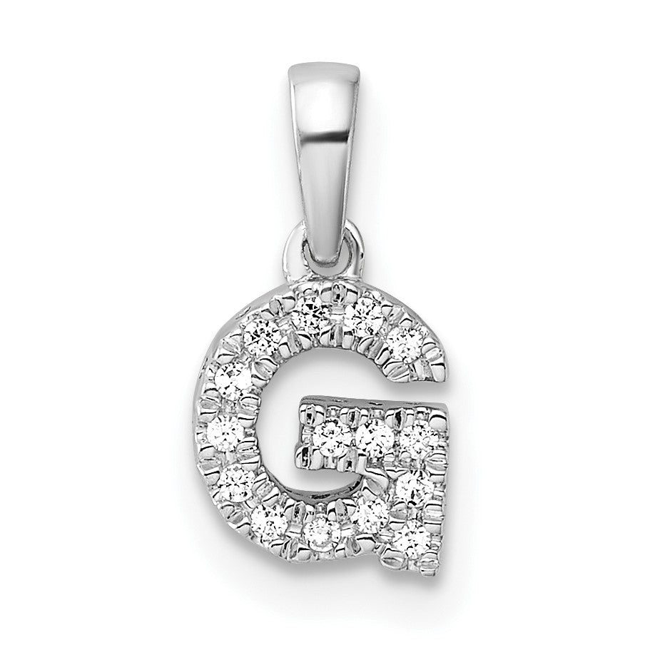 14K  White Gold Diamond Letter G Initial with Bail Pendant