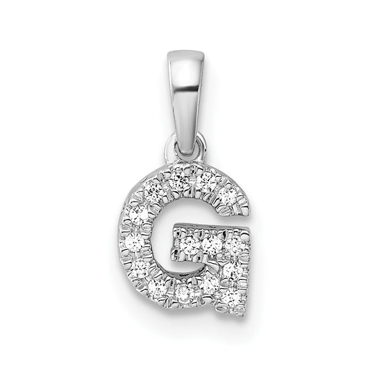 14K  White Gold Diamond Letter G Initial with Bail Pendant