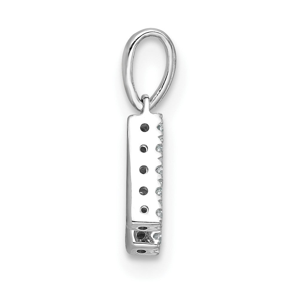 14K  White Gold Diamond Letter H Initial with Bail Pendant