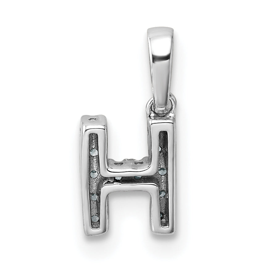 14K  White Gold Diamond Letter H Initial with Bail Pendant