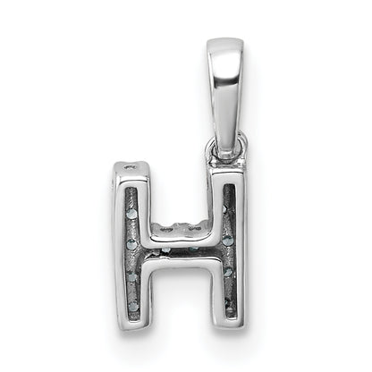 14K  White Gold Diamond Letter H Initial with Bail Pendant