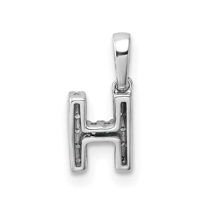 14K  White Gold Diamond Letter H Initial with Bail Pendant