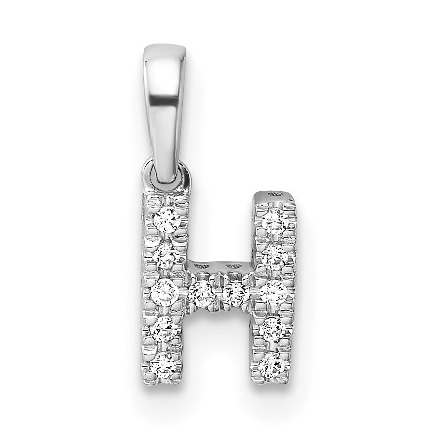 14K  White Gold Diamond Letter H Initial with Bail Pendant