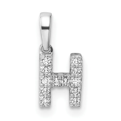 14K  White Gold Diamond Letter H Initial with Bail Pendant