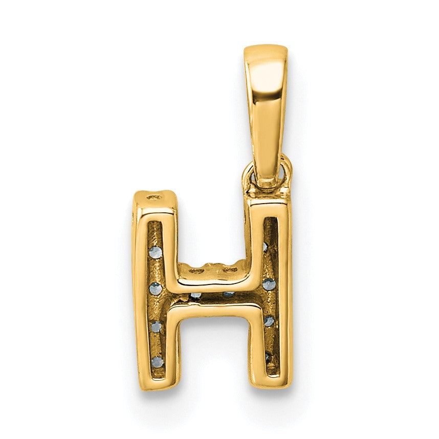 14K  Diamond Letter H Initial with Bail Pendant