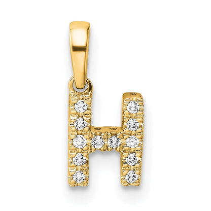 14K  Diamond Letter H Initial with Bail Pendant