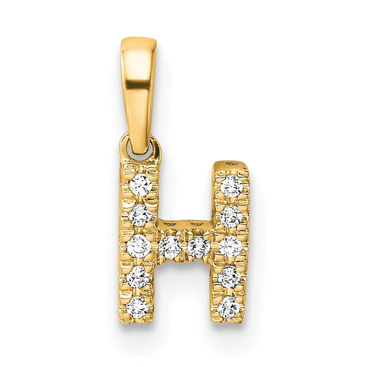 14K  Diamond Letter H Initial with Bail Pendant
