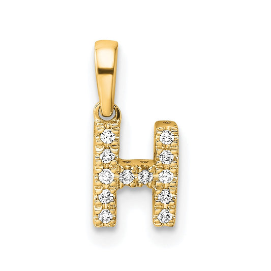 14K  Diamond Letter H Initial with Bail Pendant