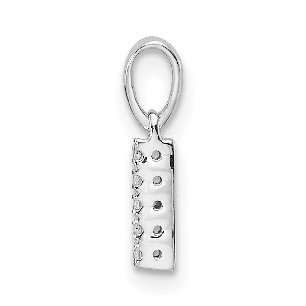 14K  White Gold Diamond Letter I Initial with Bail Pendant