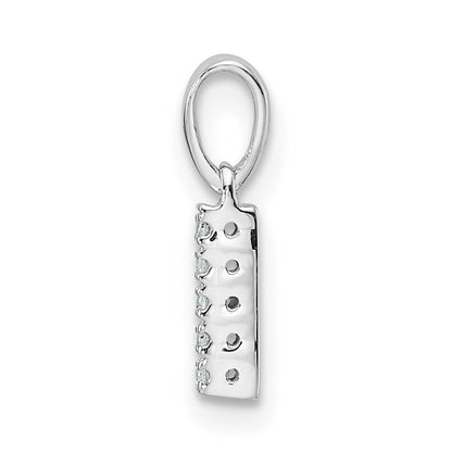 14K  White Gold Diamond Letter I Initial with Bail Pendant