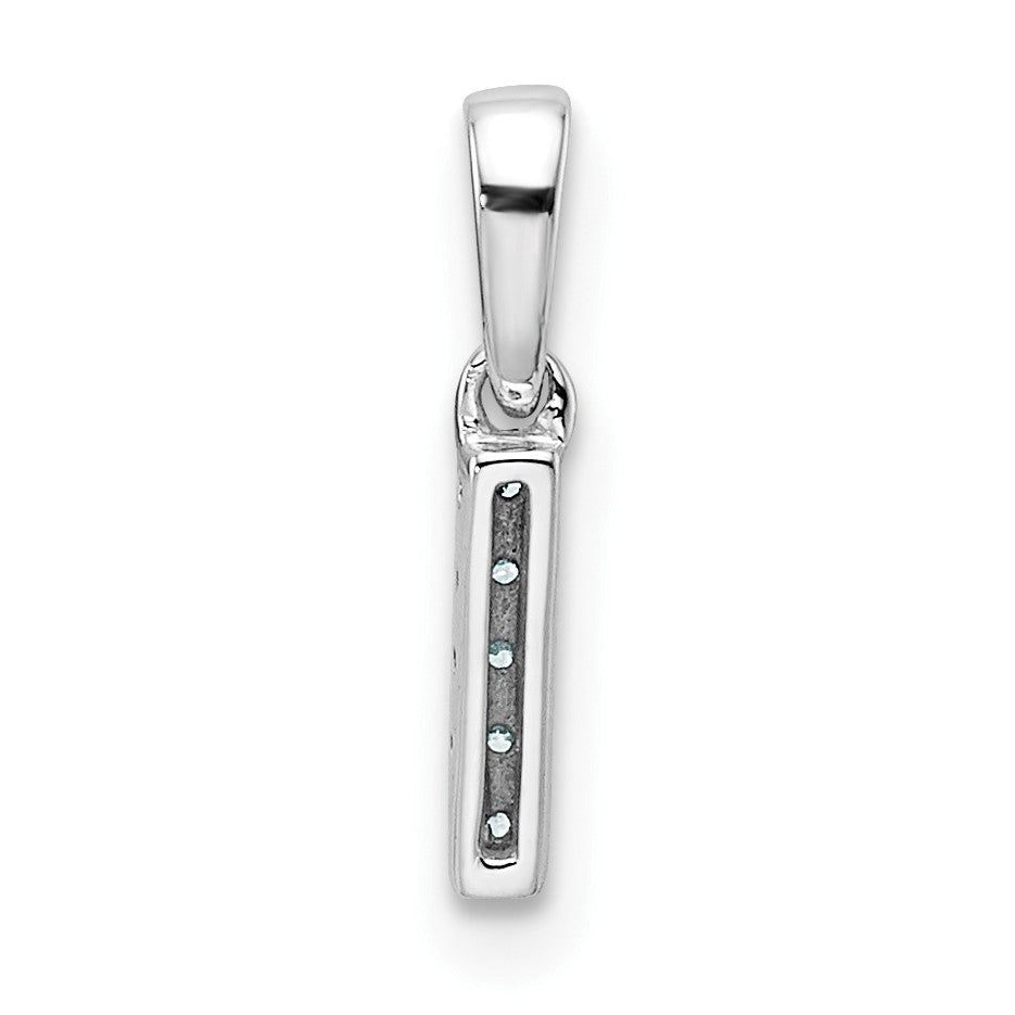 14K  White Gold Diamond Letter I Initial with Bail Pendant