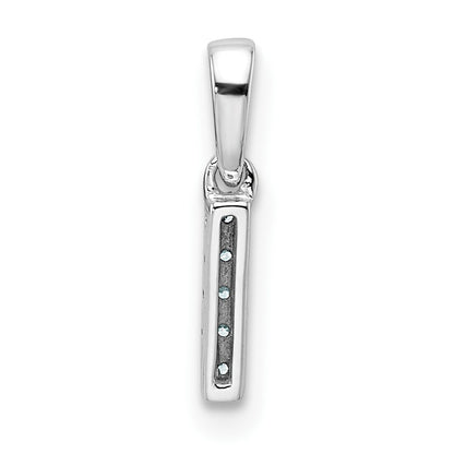 14K  White Gold Diamond Letter I Initial with Bail Pendant