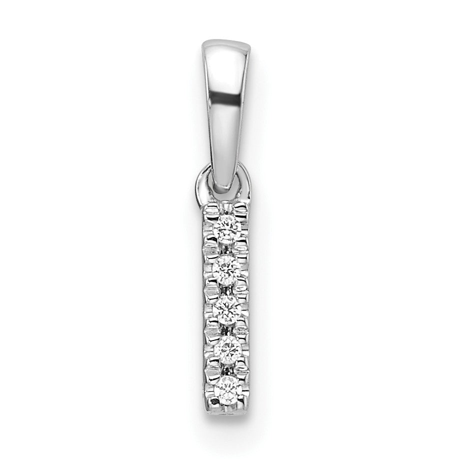 14K  White Gold Diamond Letter I Initial with Bail Pendant