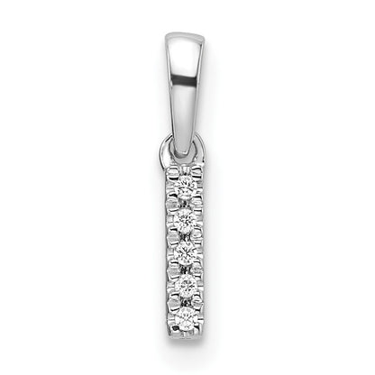 14K  White Gold Diamond Letter I Initial with Bail Pendant