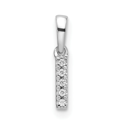 14K  White Gold Diamond Letter I Initial with Bail Pendant