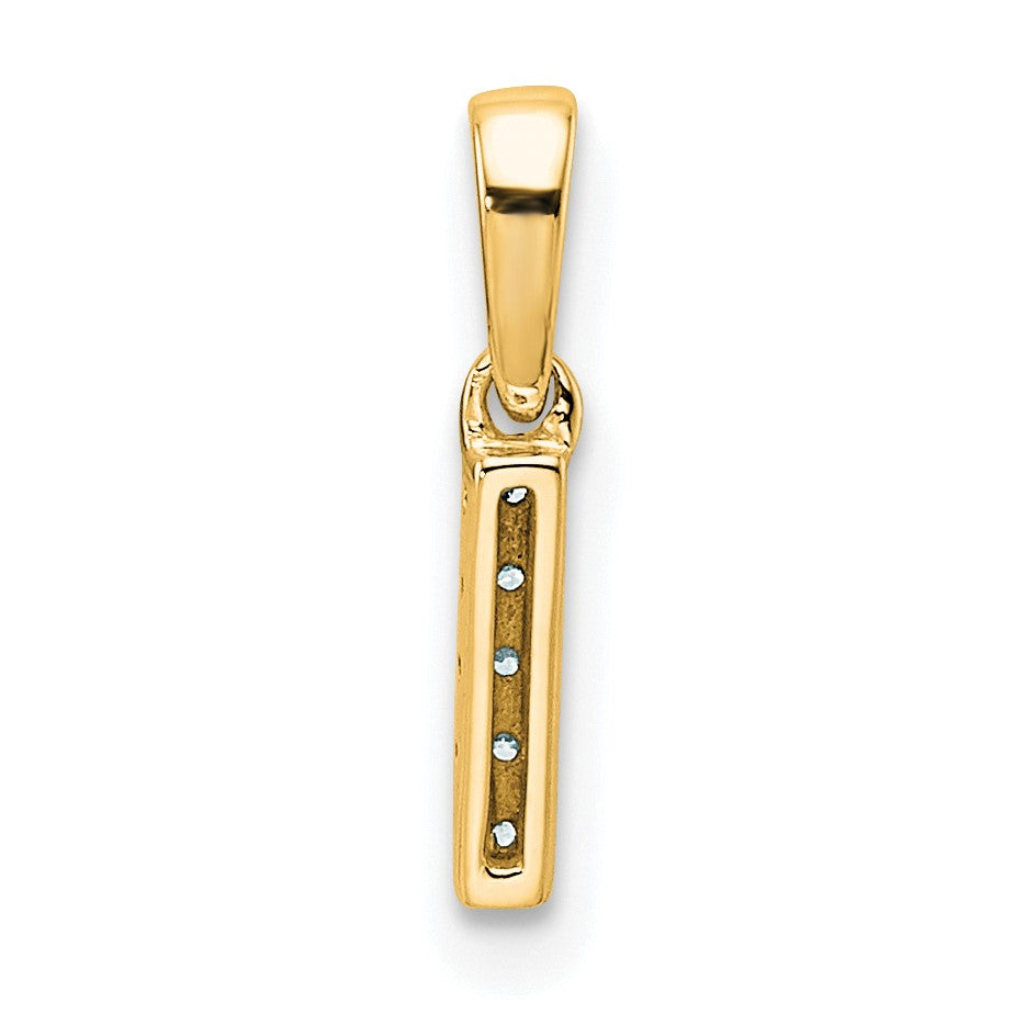 14K  Diamond Letter I Initial with Bail Pendant