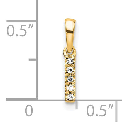 14K  Diamond Letter I Initial with Bail Pendant