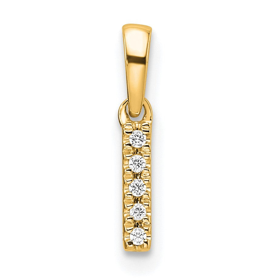 14K  Diamond Letter I Initial with Bail Pendant