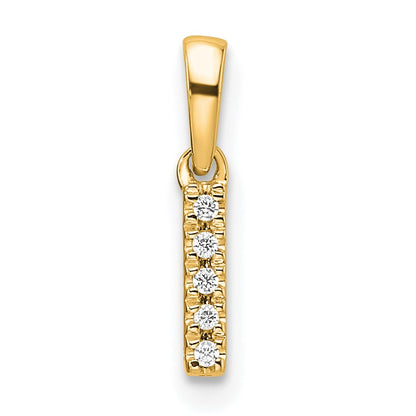 14K  Diamond Letter I Initial with Bail Pendant