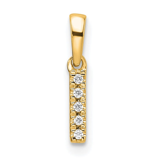 14K  Diamond Letter I Initial with Bail Pendant