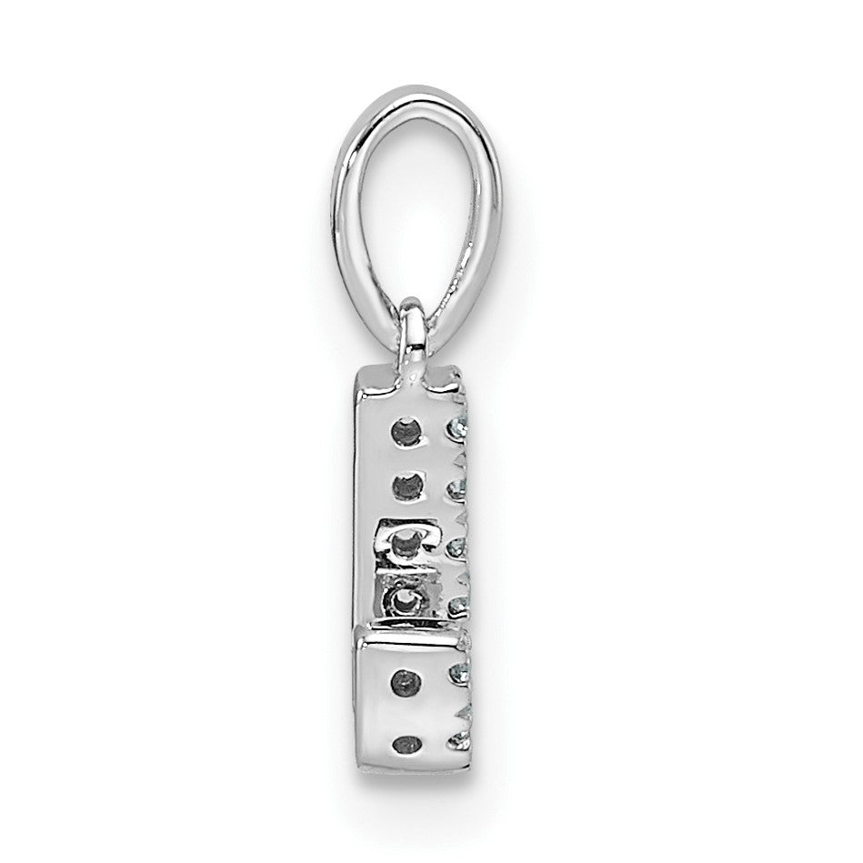 14K  White Gold Diamond Letter J Initial with Bail Pendant