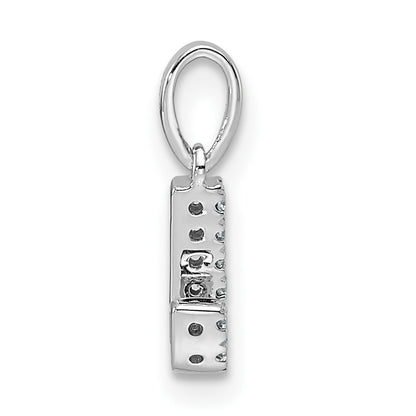 14K  White Gold Diamond Letter J Initial with Bail Pendant
