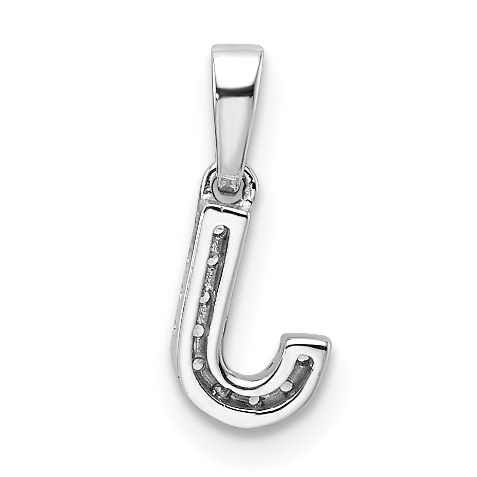 14K  White Gold Diamond Letter J Initial with Bail Pendant